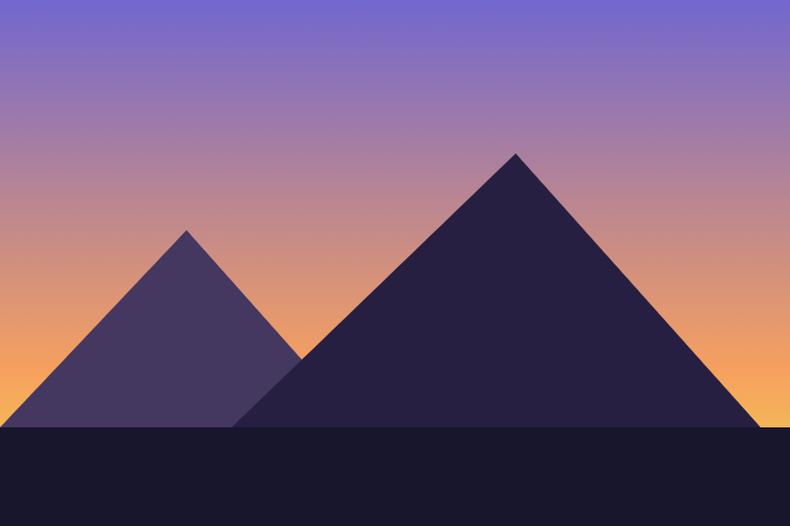 Smooth purple and orange mountain landscape before pixel art conversion